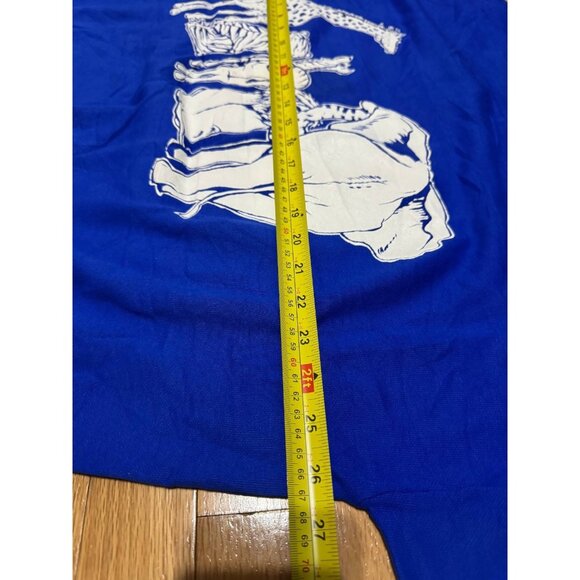 Vintage Linda Lori Sweatshirt L Blue Animal Graphic Heads and Tails Double Sided - Picture 5 of 7